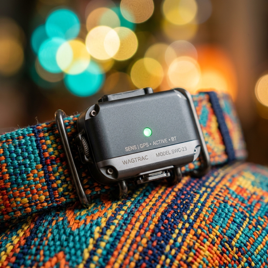 Detail of the Curaa collar in a matte black housing
